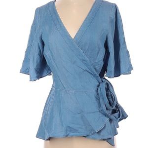 Loft size small tencel denim wrap top